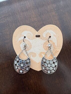 Brighton Silver-Tone Teardrop Dangle Earrings with Multicolor Accents